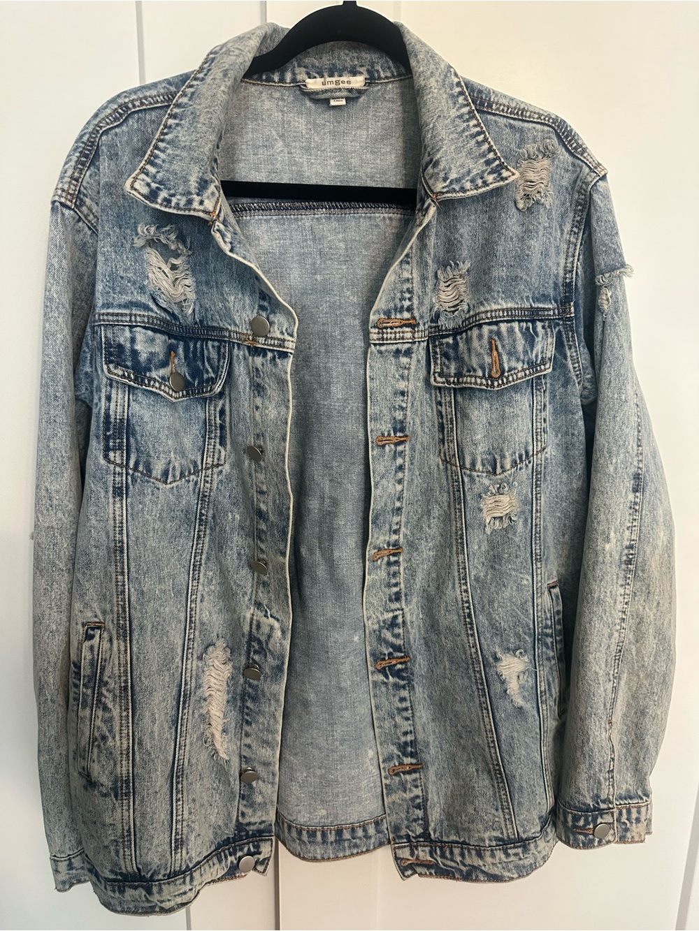 Umgee Light Blue Distressed Denim Jean Jacket